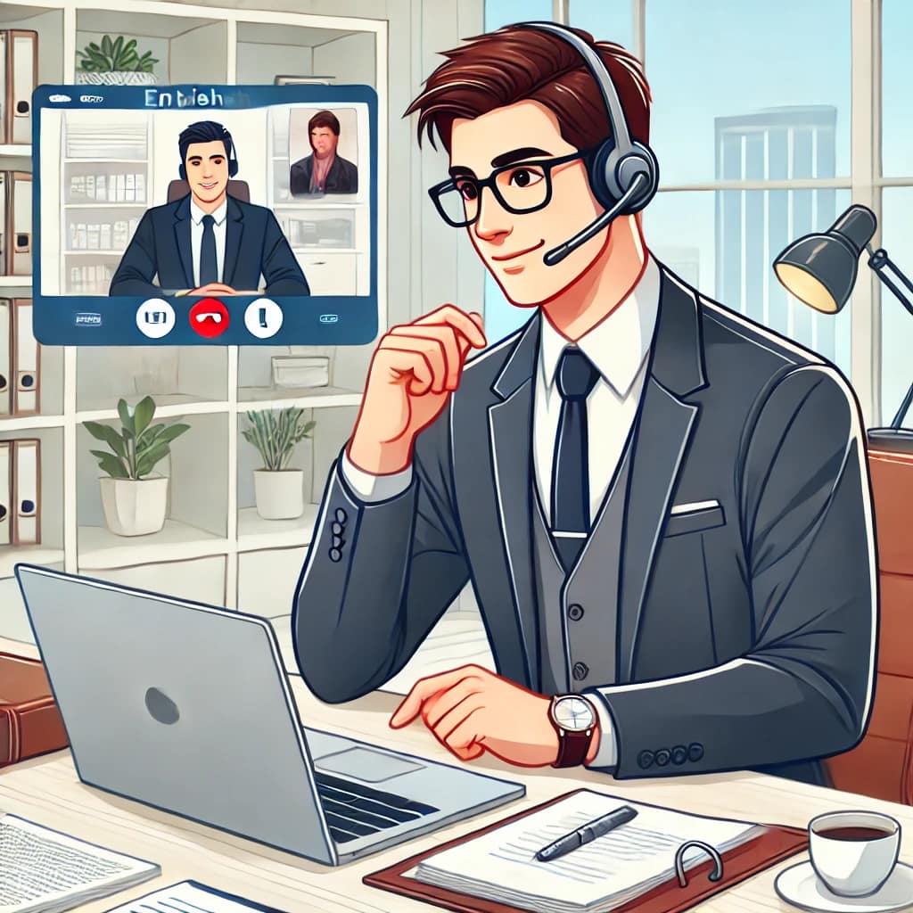 DMM英会話をしているビジネスマン