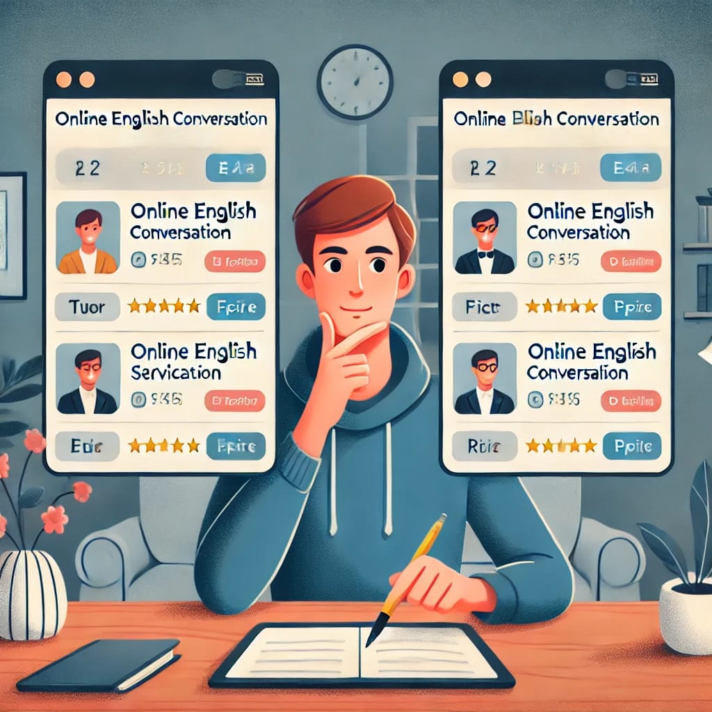 ネイティブキャンプとDMM英会話の比較している様子