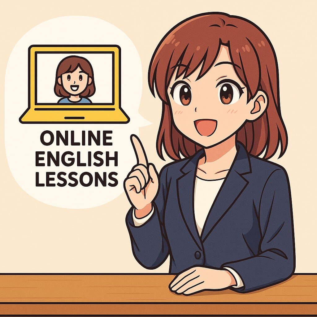 レアジョブのフリートークをおすすめしている女性スタッフ