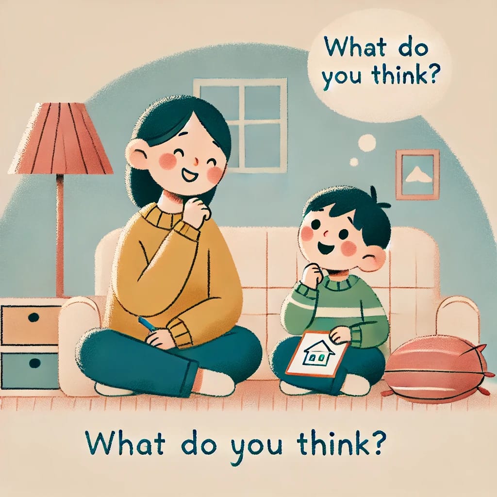 親が子供にwhat do you think?と聞いているシーン