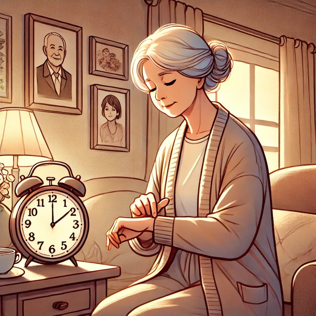 何時か時計を見ている老人