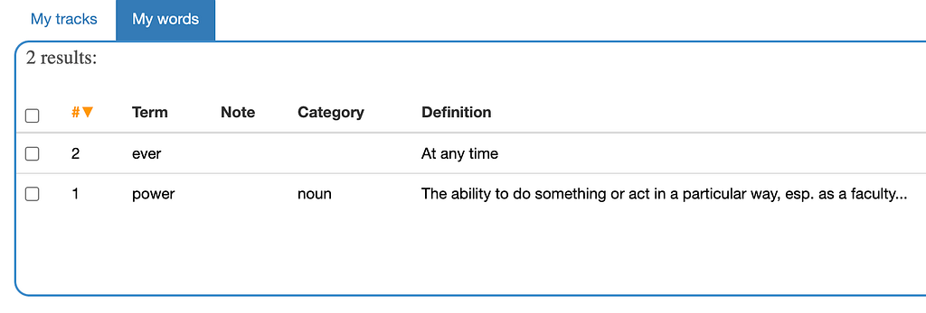 Youglishでの単語の保存