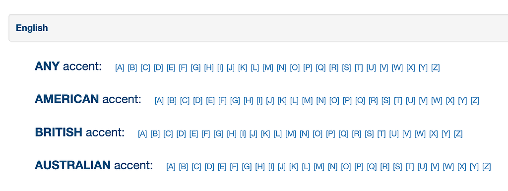 YouGlishのBROWSEの使い方2