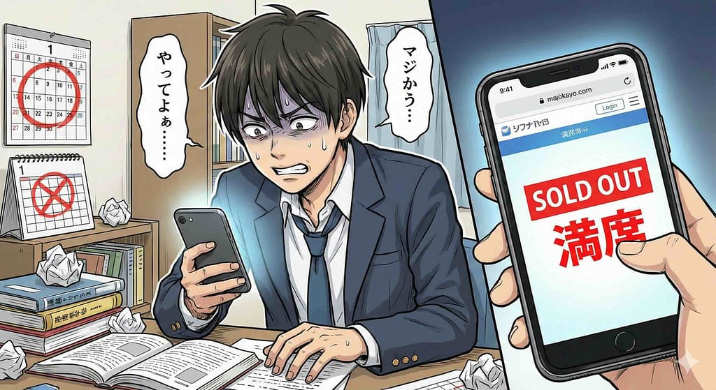 クラウティは予約できないのか悩む高校生