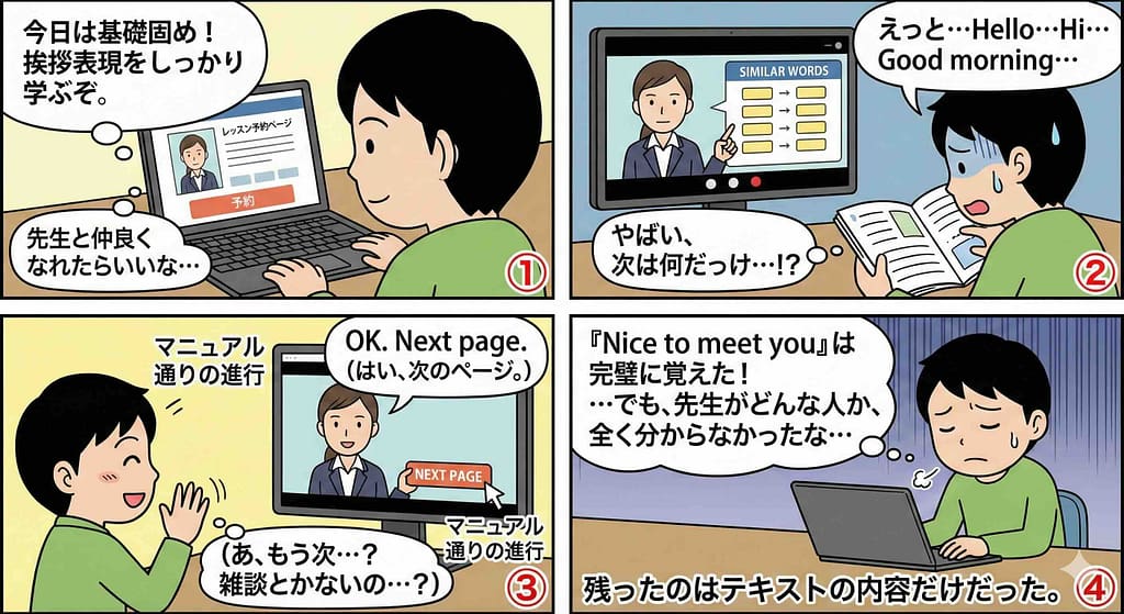 DMM英会話の会話のレッスンをやっている様子