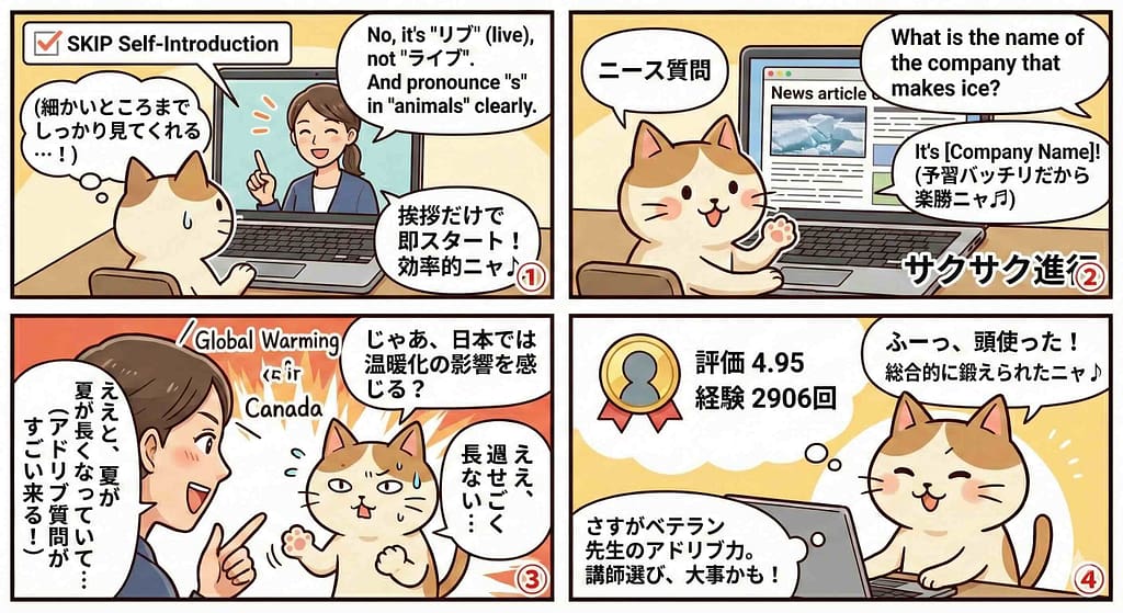 DMM英会話デイリーニュースをやっている様子
