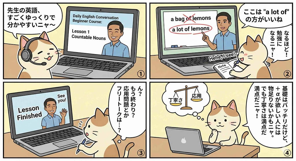 ネイティブキャンプの日常英会話初級コースを受講している様子