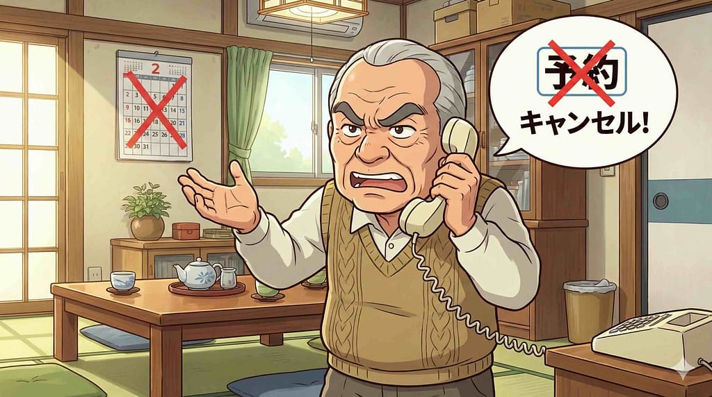 クラウティの予約キャンセル方法を実践する男性