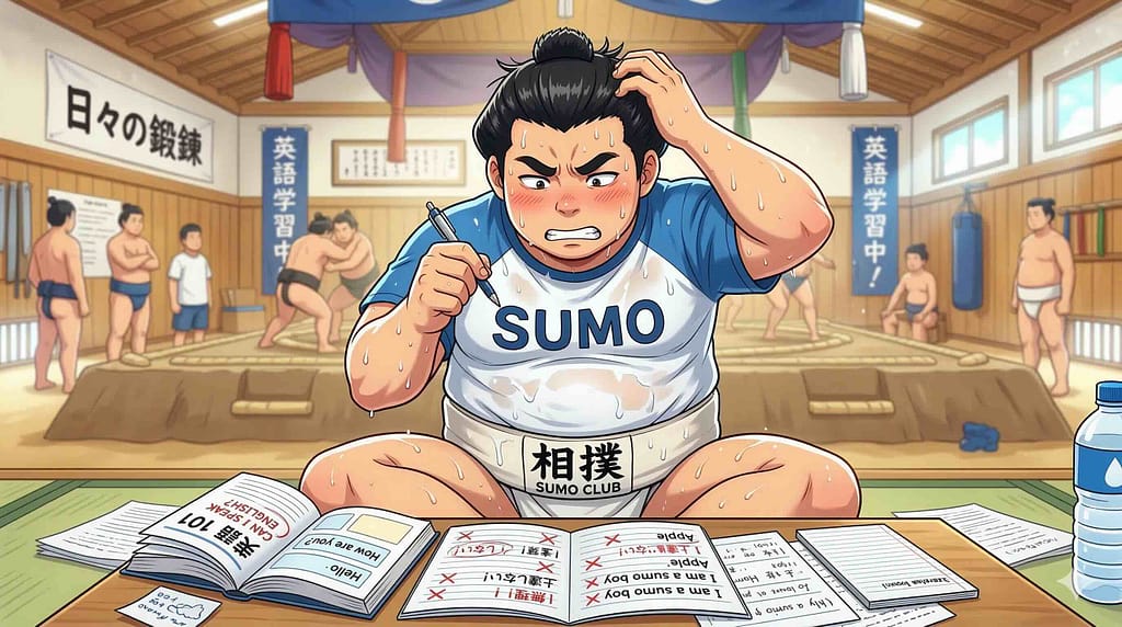 スマイルゼミEnglishによる上達が難しいことに悩む相撲部員
