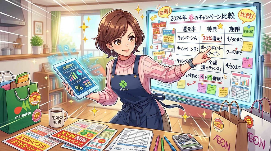 スマイルゼミEnglishと他のアプリのキャンペーン比較をする女性