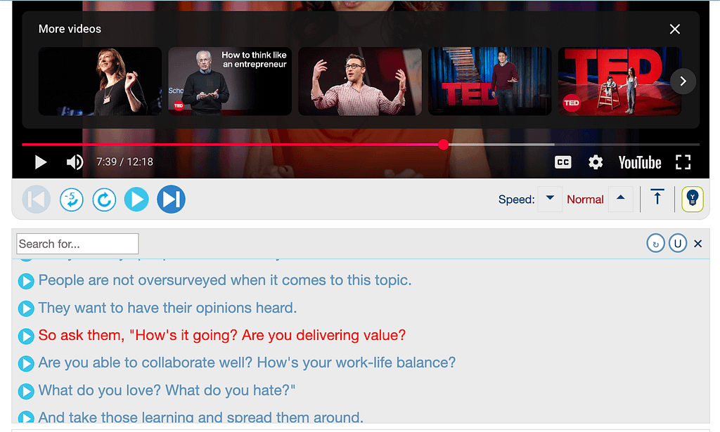 YouGlishによる動画の英文確認