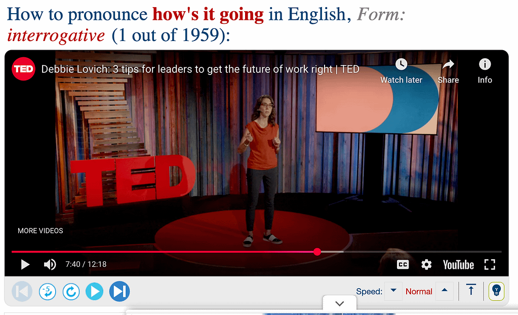 YouGlishの英語の発音チェック結果