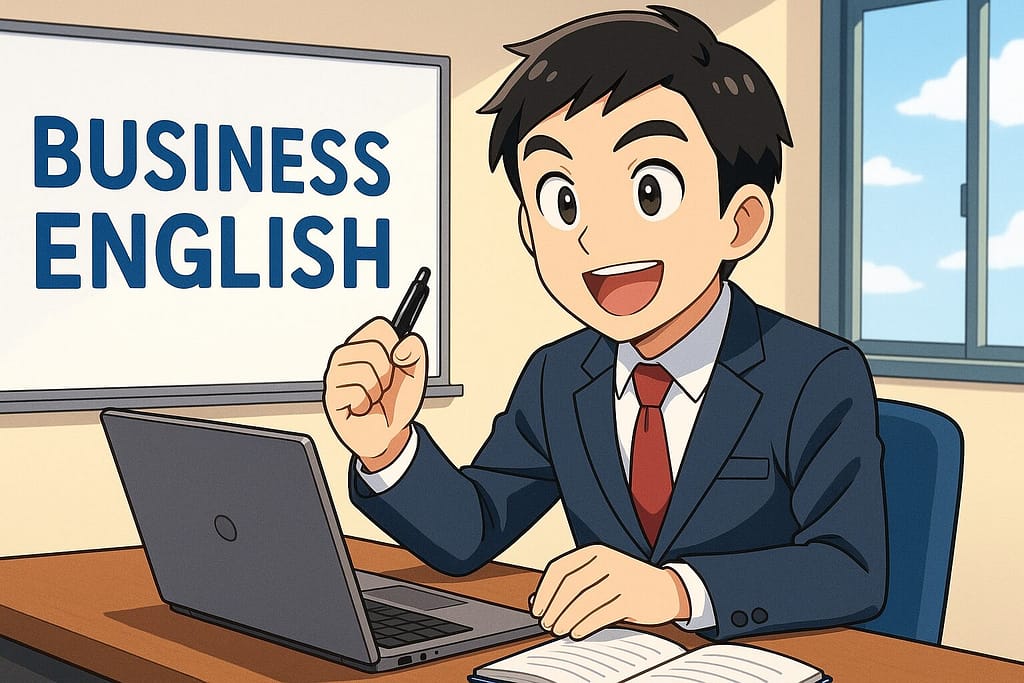 DMM英会話のビジネス英会話レッスンを受講しているビジネスマン