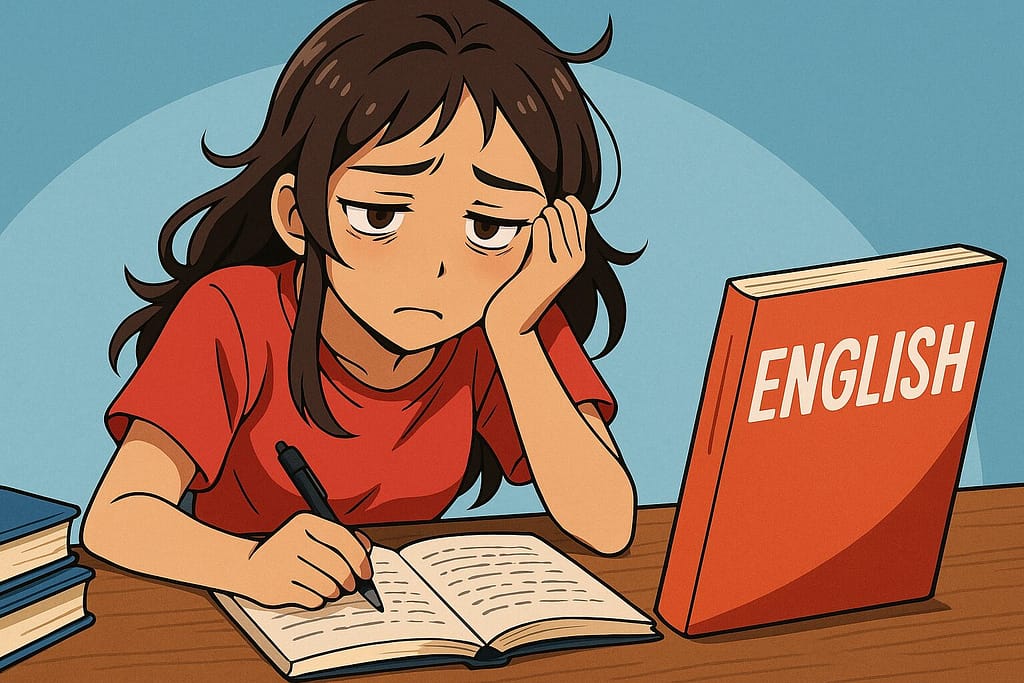 休憩を取らずに英語のネイティブキャンプをしたため疲れてしまったイタリア人ハーフの女性