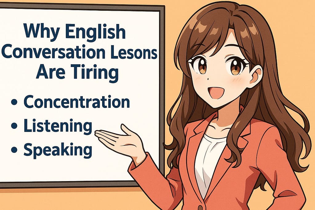 ネイティブキャンプのレッスンが疲れる原因を教えてくれている女性講師