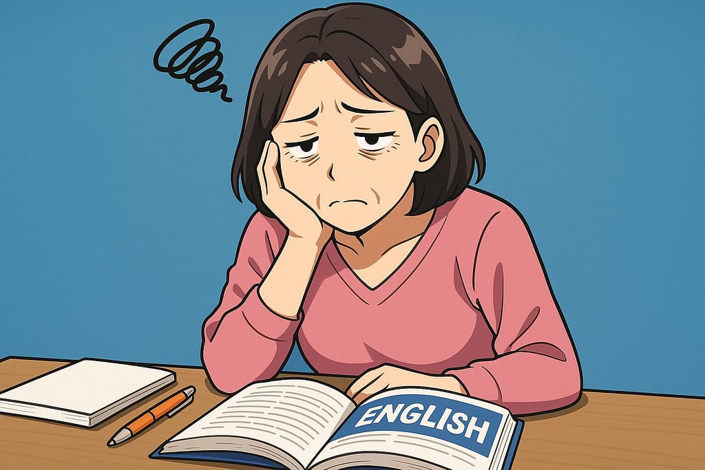 ネイティブキャンプの教材が難しすぎて疲れている40代の女性