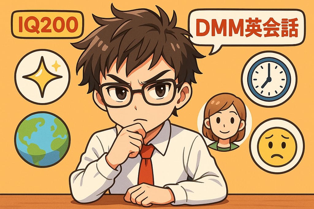 DMM英会話の良い点と悪い点を考えているIQ200