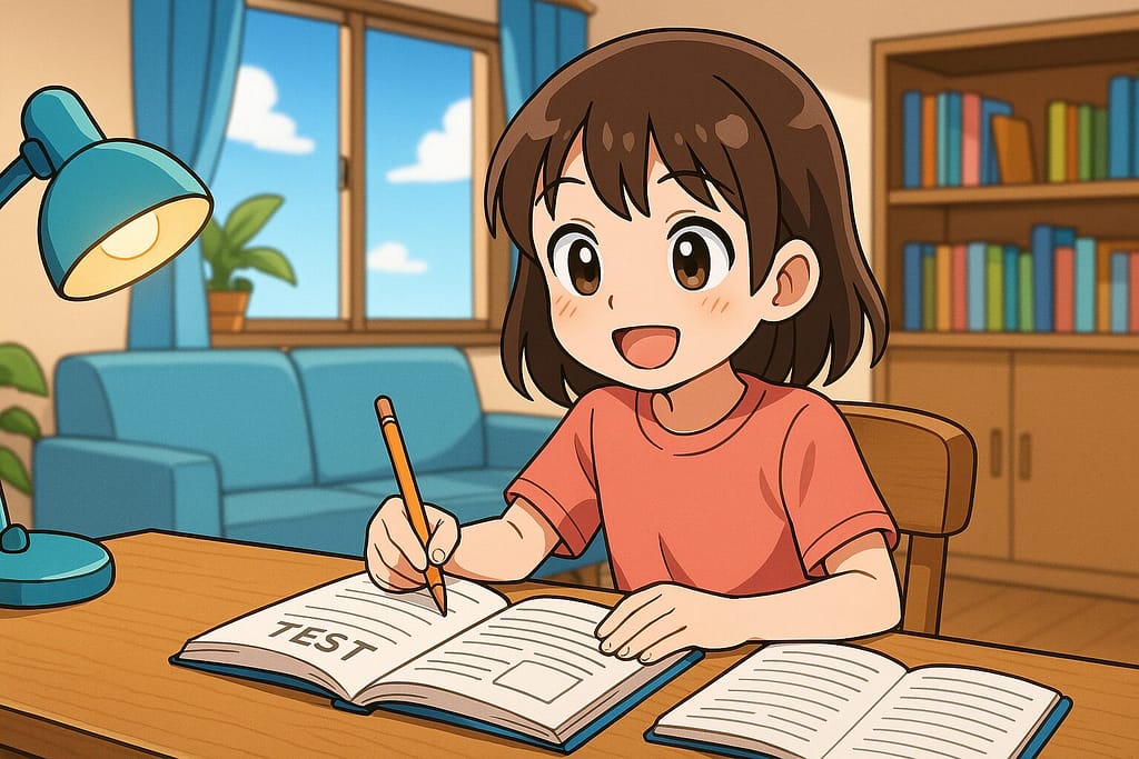 Kimini英会話のスピーキングテストのステージ2を攻略している女子