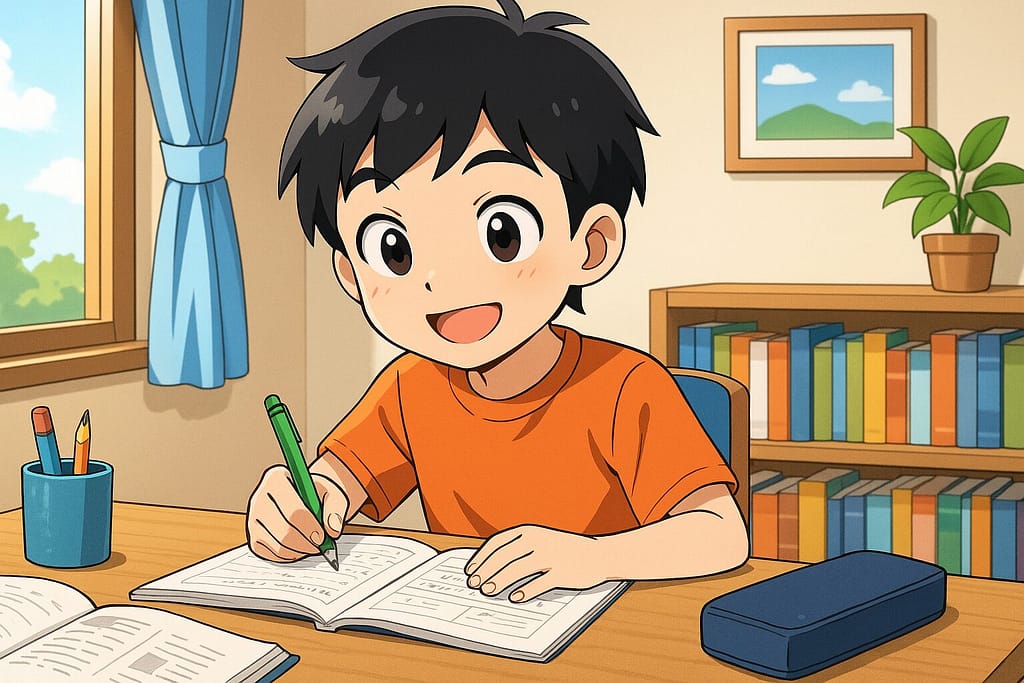 Kimini英会話のスピーキングテストのステージ1を攻略している男子