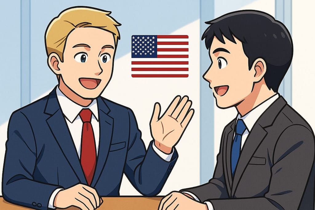 レアジョブのビジネス英会話教材によって得られた効果を実践しているビジネスマン