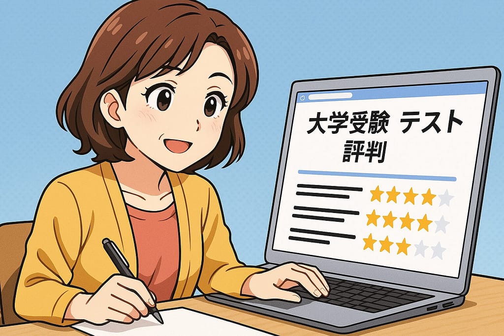 Kiminiスピーキングテストの評判を調べている40代母親