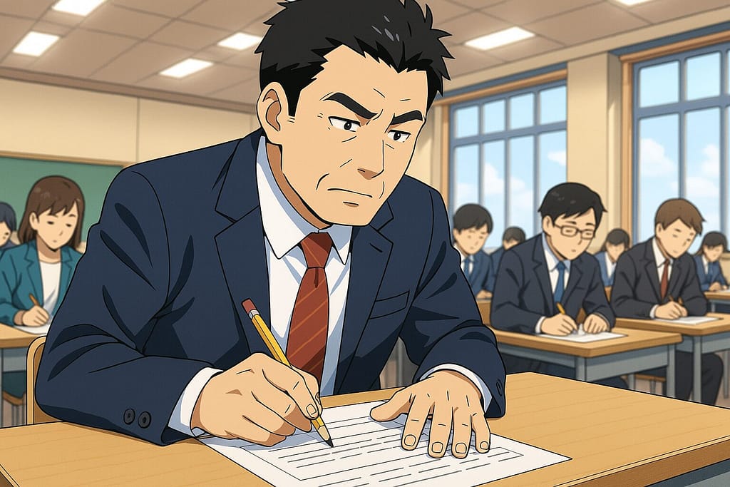 Kimini英会話のスピーキングテストのステージ3を攻略しているビジネスマン