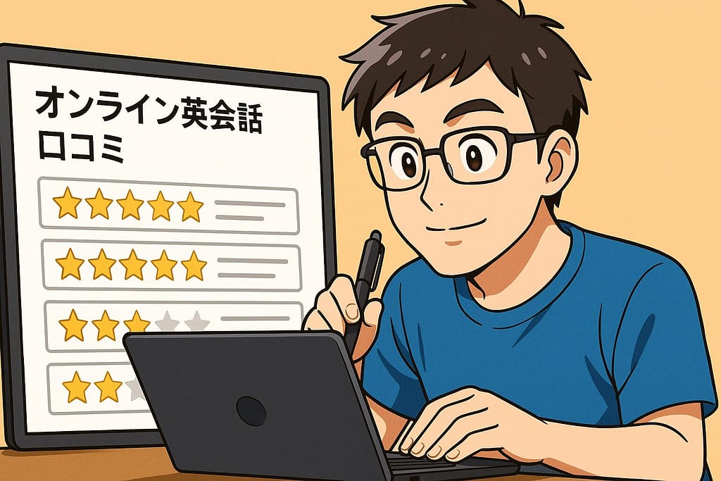 オンライン英会話の辛口な口コミを探している30代男性