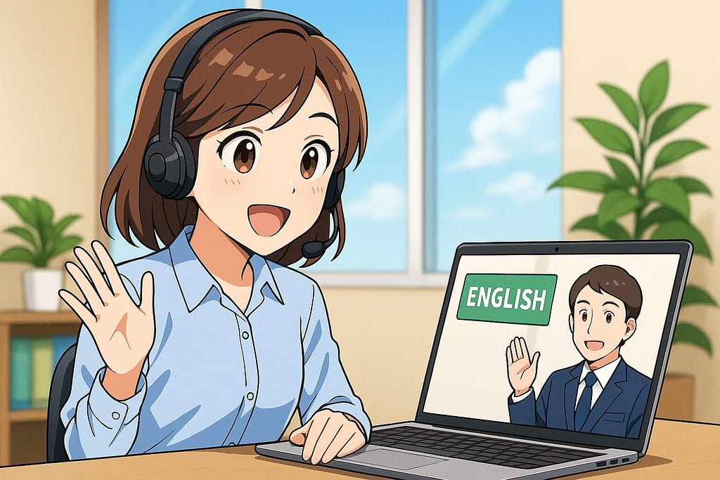 ビズメイツのレッスンを受けている爽やかな女性社員