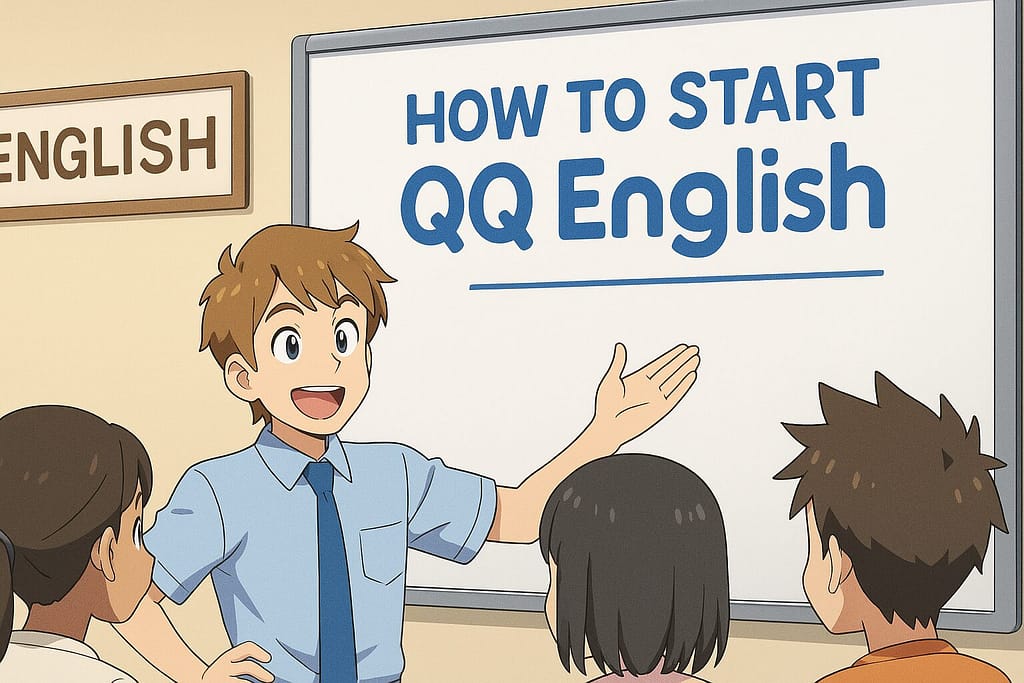 QQ Englishの始め方を教えている男性講師