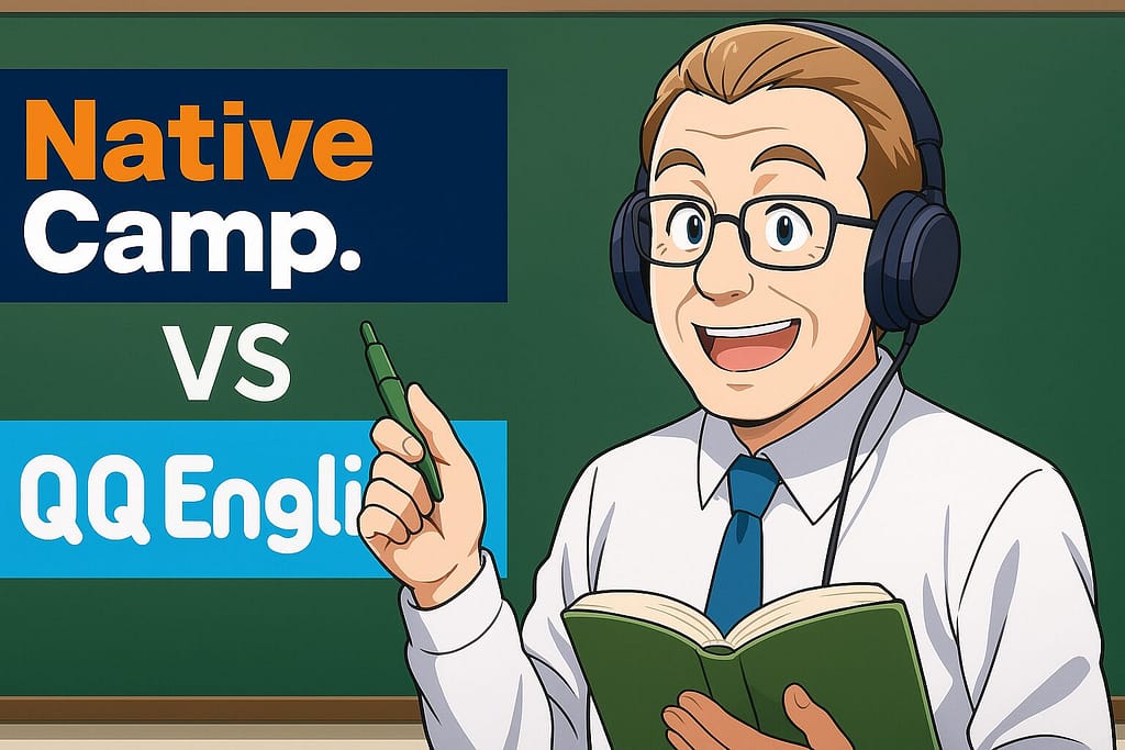 ネイティブキャンプとQQ Englishを詳細に比較しているベテラン男性講師
