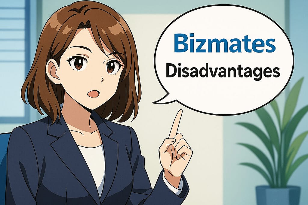 ビズメイツのデメリットを話すビジネスウーマン