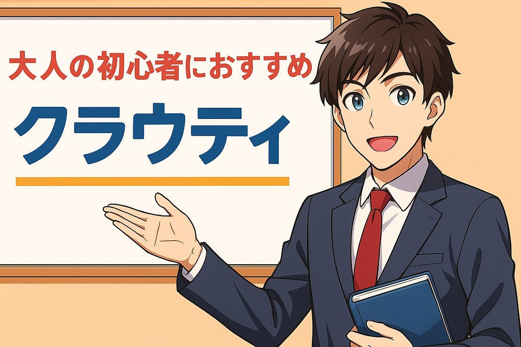 大人の初心者におすすめなクラウティ教材を紹介するイケメン男性講師