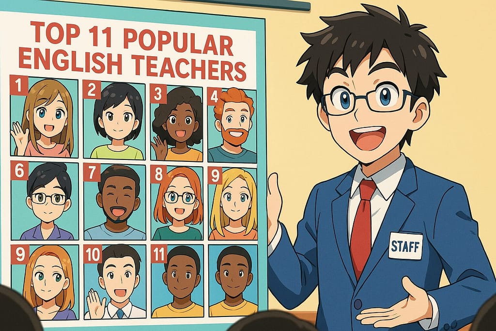 クラウティ人気講師ベスト11を紹介する男性スタッフ