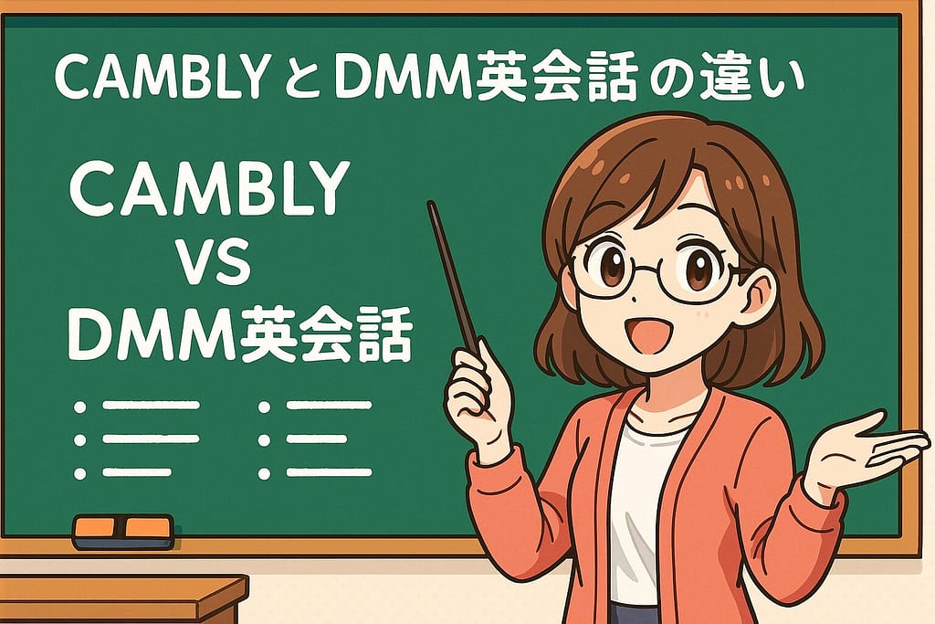 受講生から見たCamblyとDMM英会話の違いを説明している女性講師