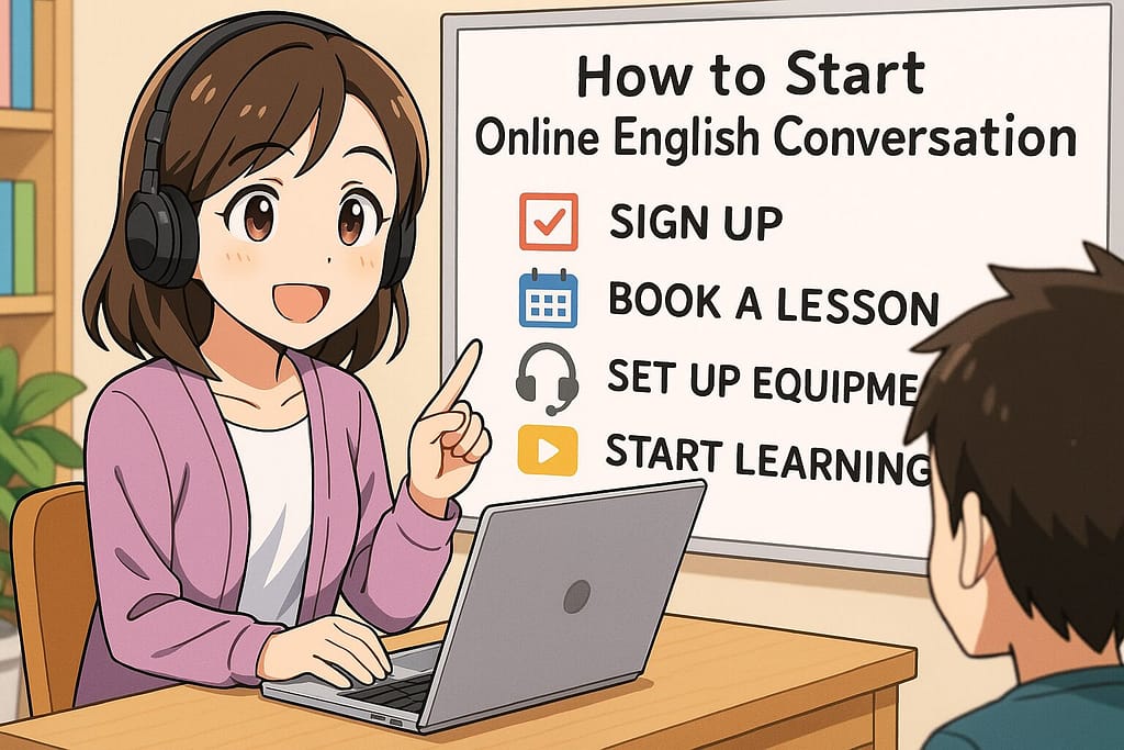 Camblyの始め方を生徒に教えている優しい女性講師