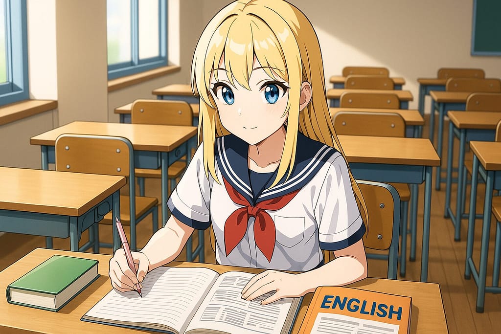 英会話ができるようになる勉強方法を実践している女子高生