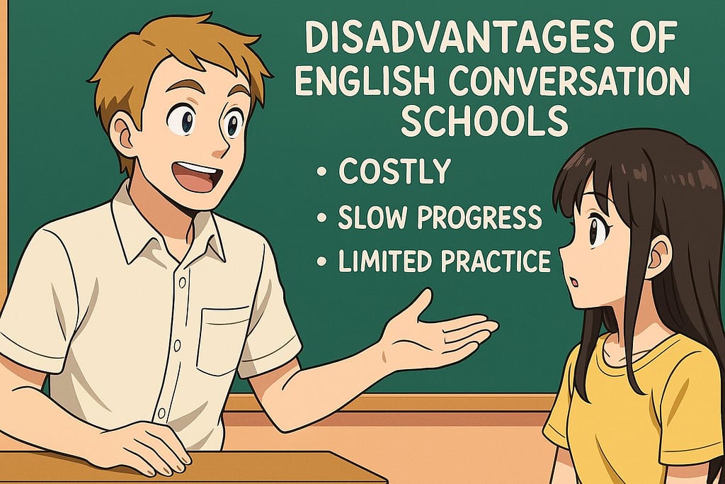 Camblyのデメリットを説明しているアメリカ人講師