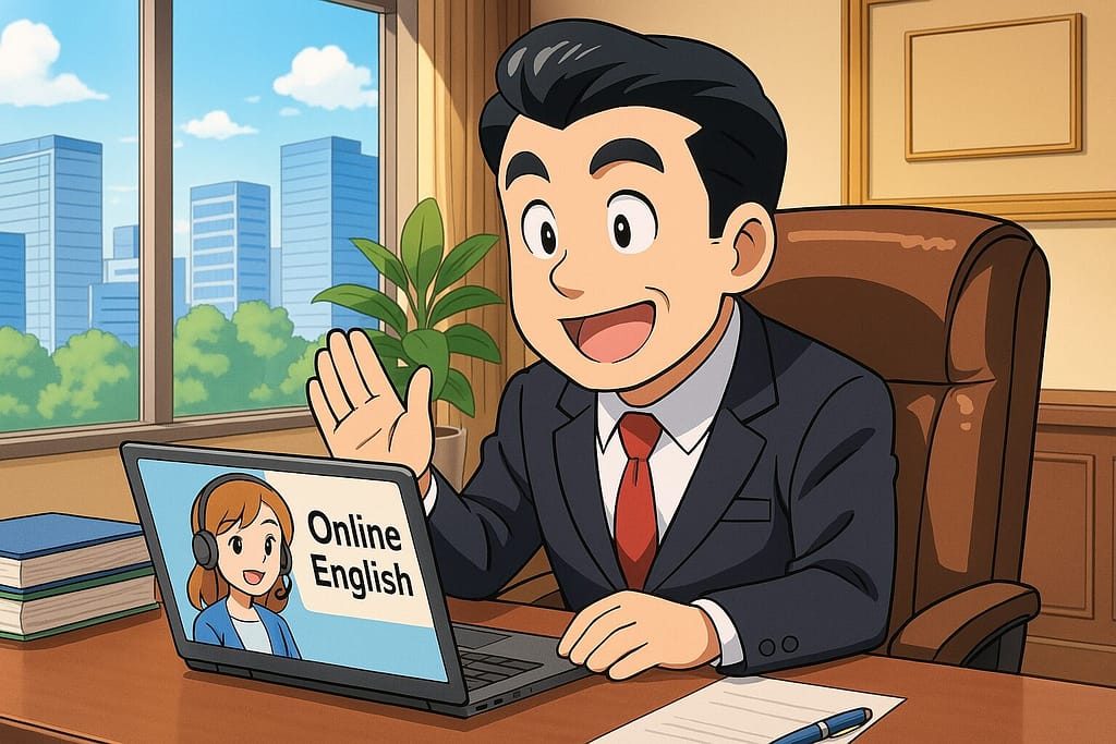 クラウティのおすすめ教材を体験する社長