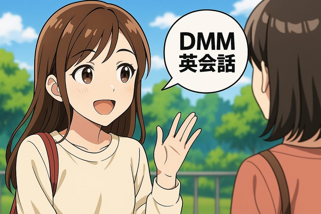DMM英会話の印象を友人に話す女子大学生