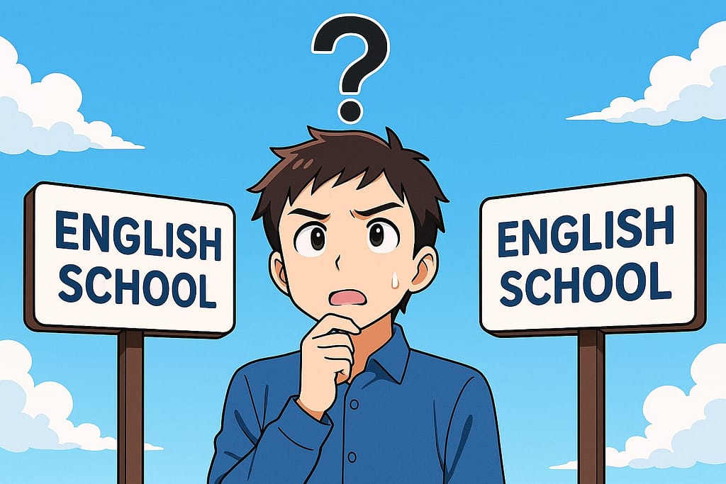 CamblyとDMM英会話のどちらを選ぶべきか悩んでいる男性