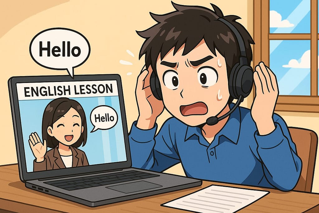 クラウティのレッスンを受けている大変そうな男性