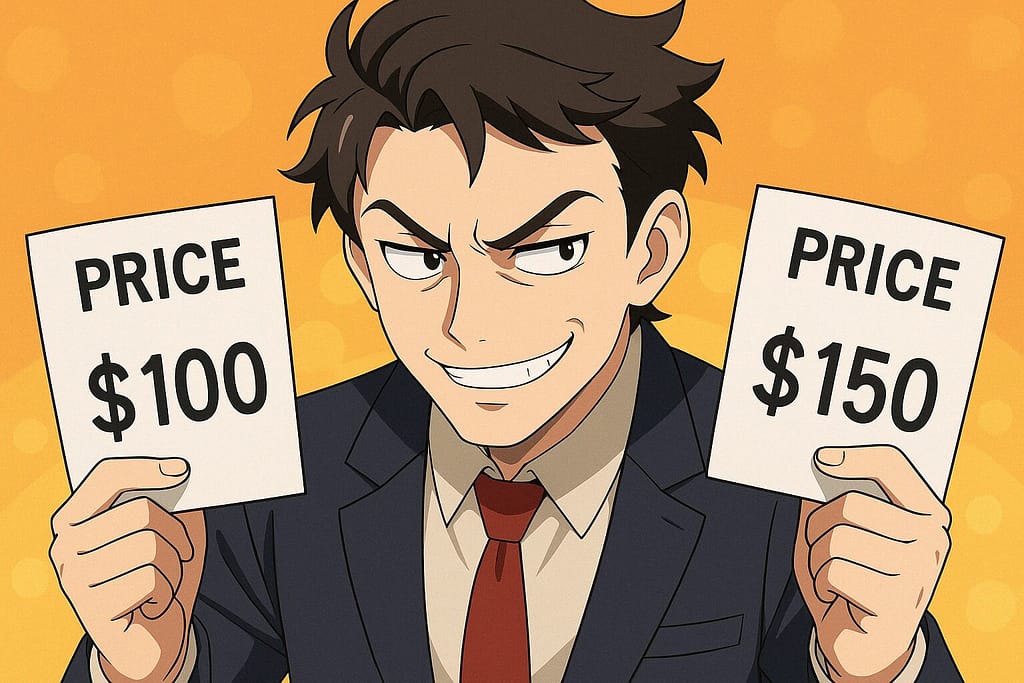 ビジネス英会あわの月額料金を比較している男性