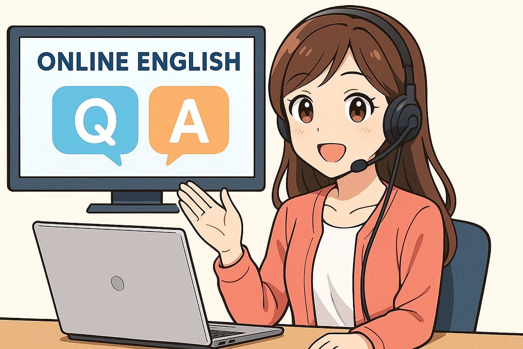 全く話せない方にオンライン英会話のQ &Aに答えている優しい女性講師