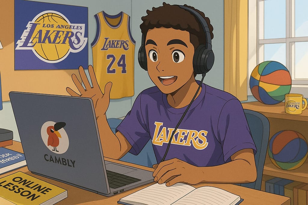 週1のペースでオンライン英会話を受講している男子学生