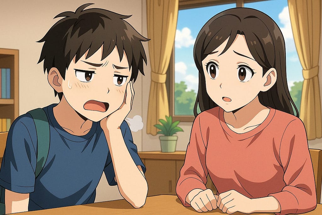 オンライン英会話が毎日きついので相談している男子