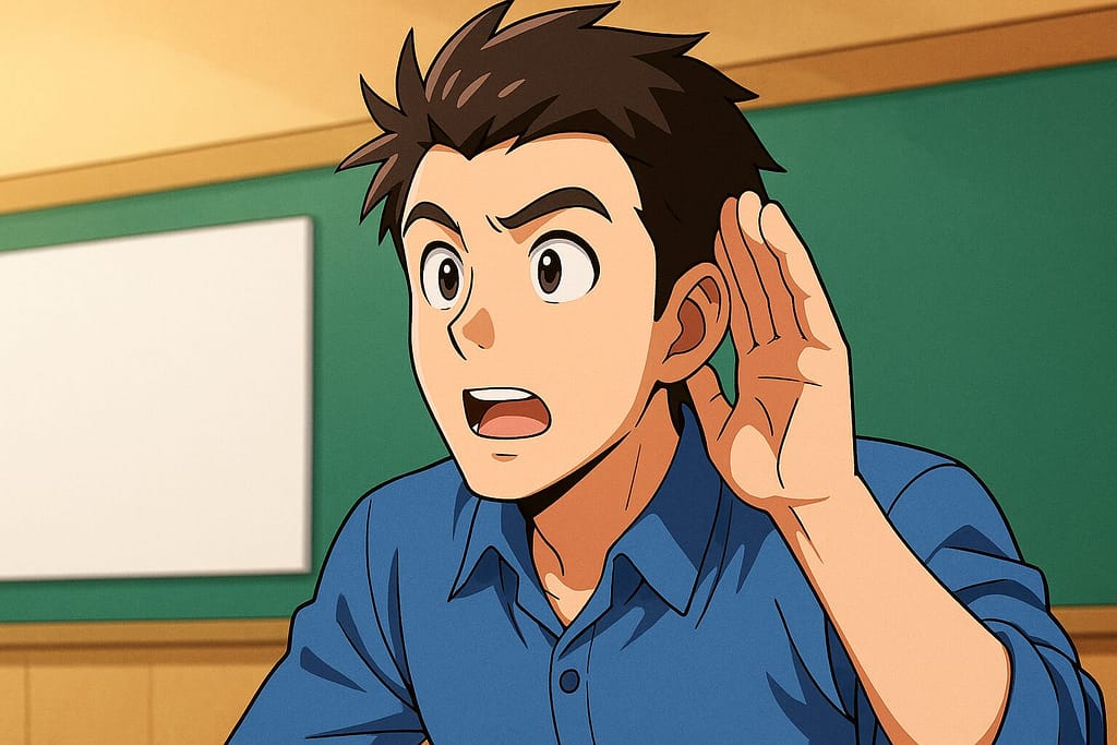 オンライン英会話で何言ってるかわからない時の対処法を実践している男性