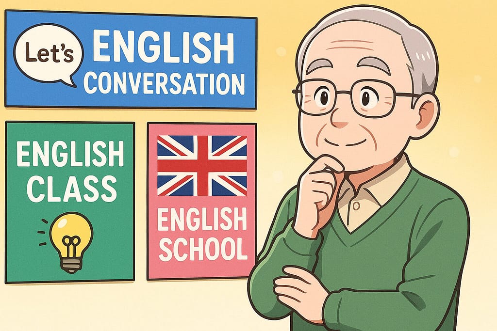 オンライン英会話を選んでいるおじいちゃん