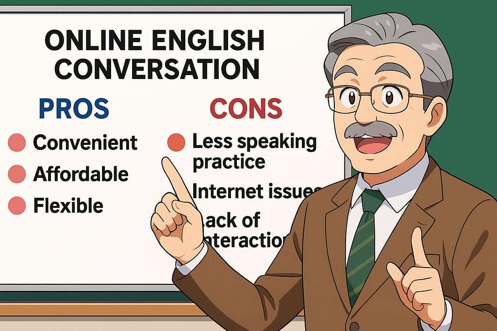 オンライン英会話のメリットとデメリットを解説する校長先生