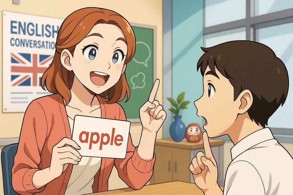 生徒の発音を指導しているネイティブキャンプの女性講師