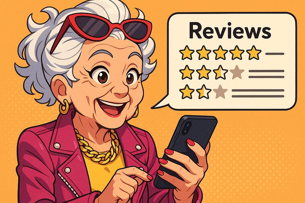 ネイティブキャンプで話せるようになった口コミを調べているおばあちゃん